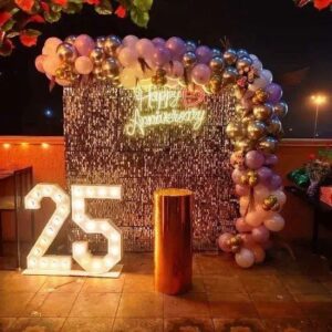Gold and Pastel 25th Anniversary Decor in Mumbai