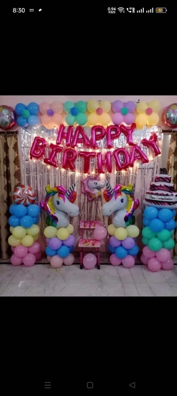 Suprise Unicon Theme Balloon Decor with Cutouts in Mumbai