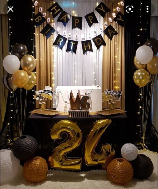 Essential Black and Gold Birthday Decoration - Mumbai