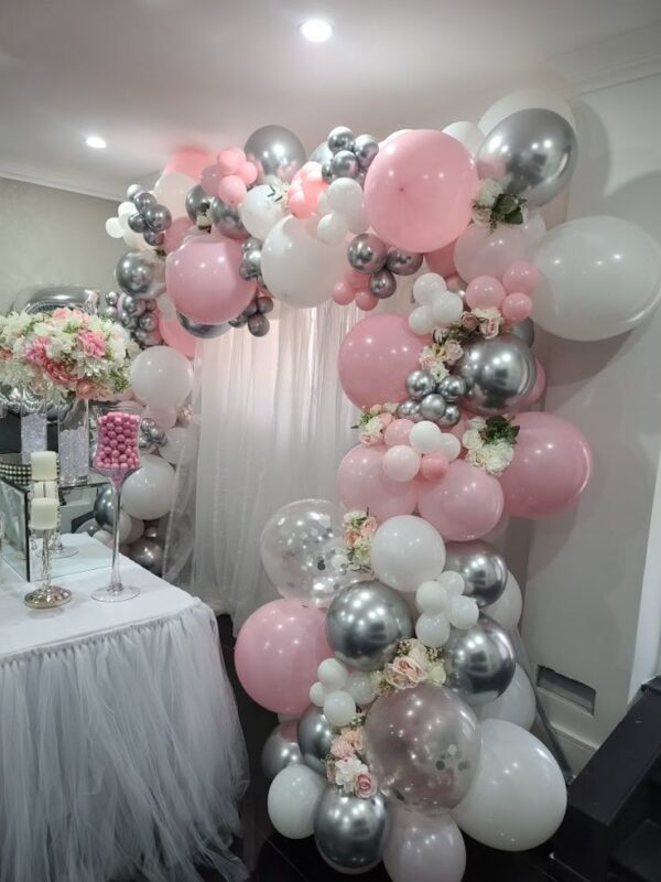 Silver Sequin Pink Anniversary Balloon Decor - Mumbai
