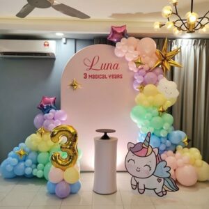Unicorn Birthday Decor with 3 Circular Backdrops in Mumbai