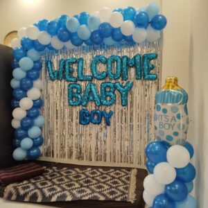 White and Blue Welcome Baby Boy Decor – Mumba