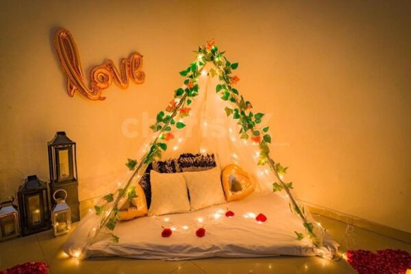 I Love U Canopy Bed Room Decoration - Mumbai