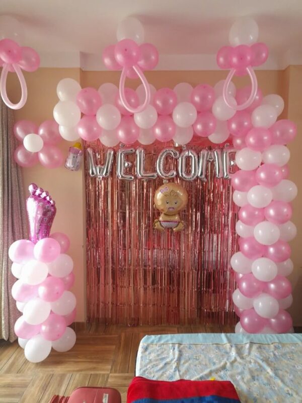 Sweet Pink and White Oh Baby Decoration - Mumbai