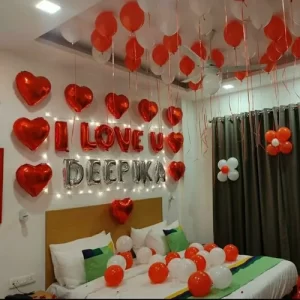 Red and White Love Wall Balloon Decoration – Mumbai